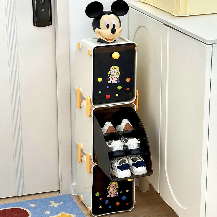 Children's self-service shoe changing area! Flip-top shoe rack at the entrance, multi-functional storage shoe cabinet for baby and children's shoes