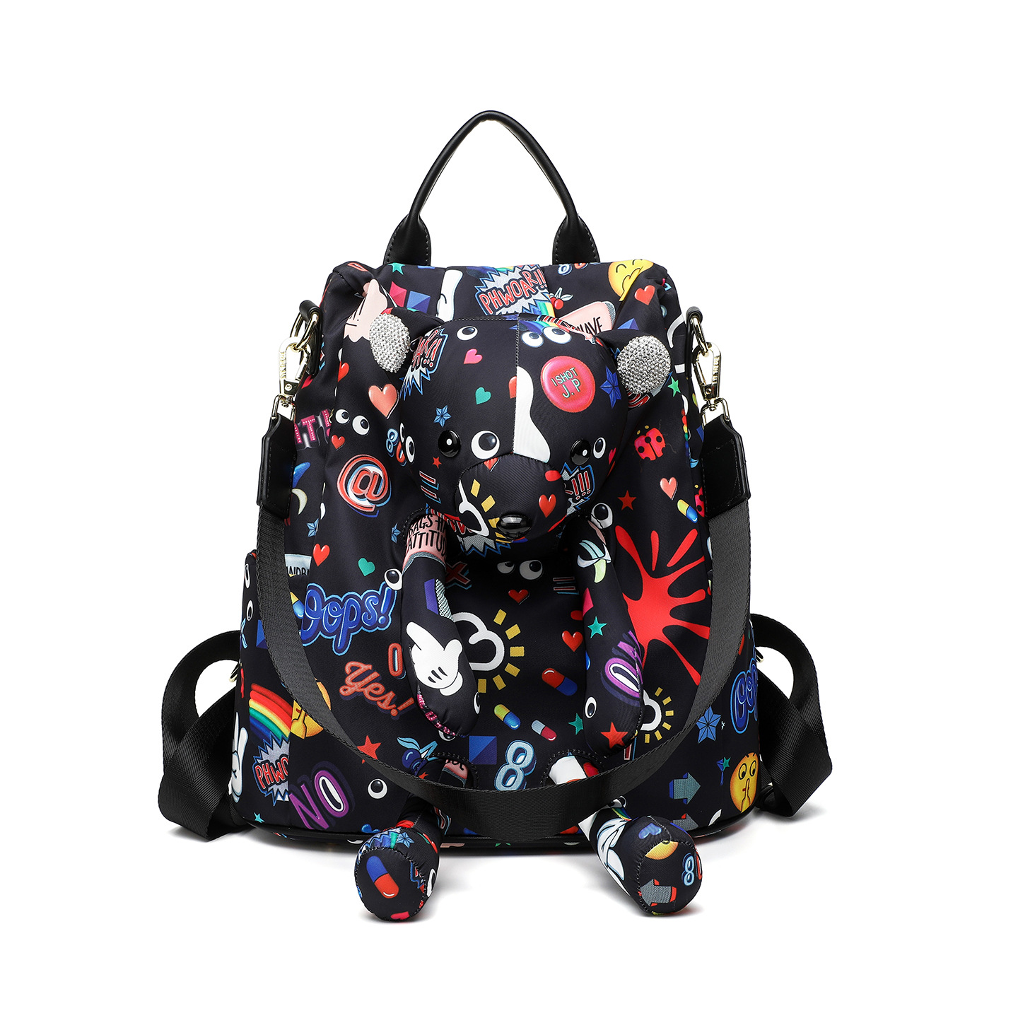 Mujeres de gran capacidad de viaje bolsas personales de nylon impermeables personales oso mochila suave de moda 2885 #