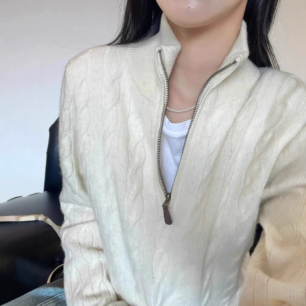 Сканируемый код RL Rolf Po с вышивкой трикотаж женский осенний и зимний стоячий воротник с полуминой молнией свитер мужчина