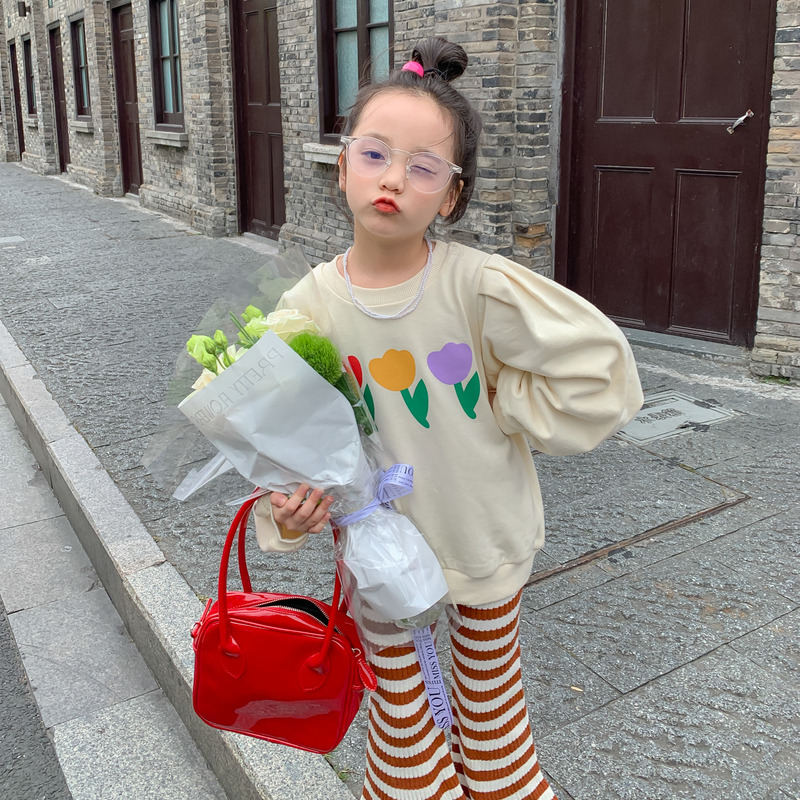 Autumn children's sweatshirt with a round collar for leisure