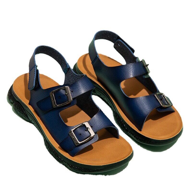 Dép sandal trẻ em bé trai quai dán đế bằng thoáng khí — Kaki, Xanh da trời, Xanh lam đậm