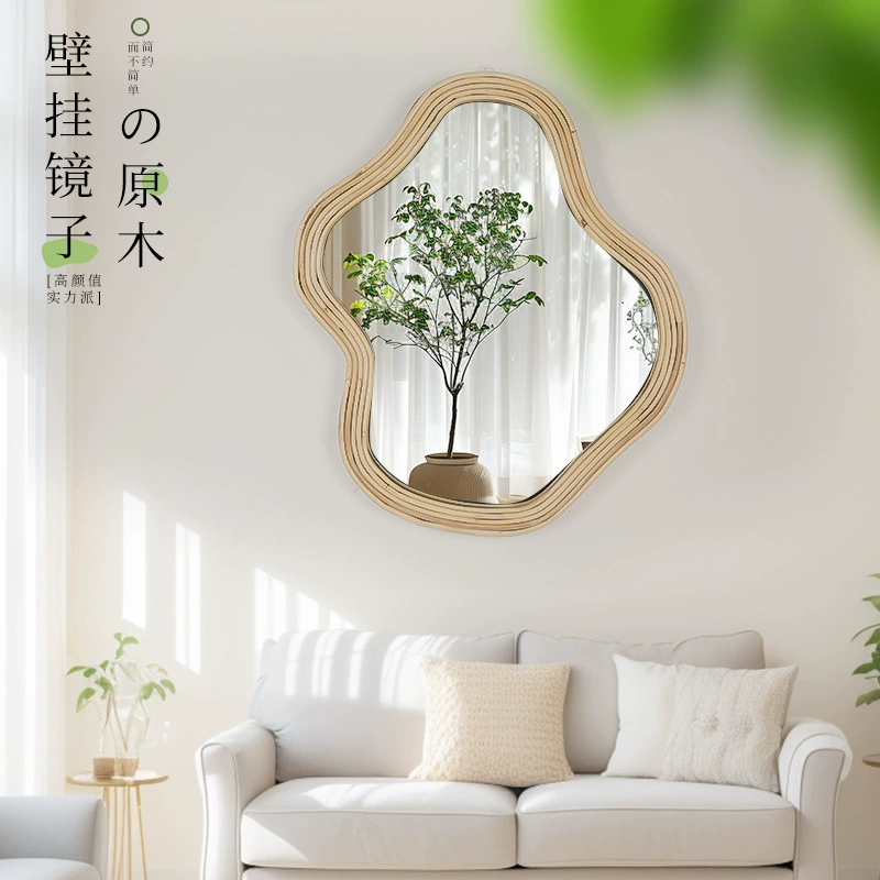 Зеркало для ванной комнаты интернет-знаменитостей во французском стиле, креативное кремовое нестандартное зеркало для туалетного столика, домашнее настенное зеркало интернет-знаменитостей в скандинавском стиле нестандартной формы.