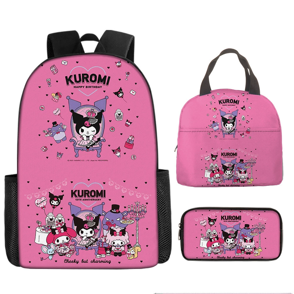 【Заводской магазин】Kulomi KUROMI Рюкзак периферийный рюкзак кампус школьник трехдетный набор производитель оптовая