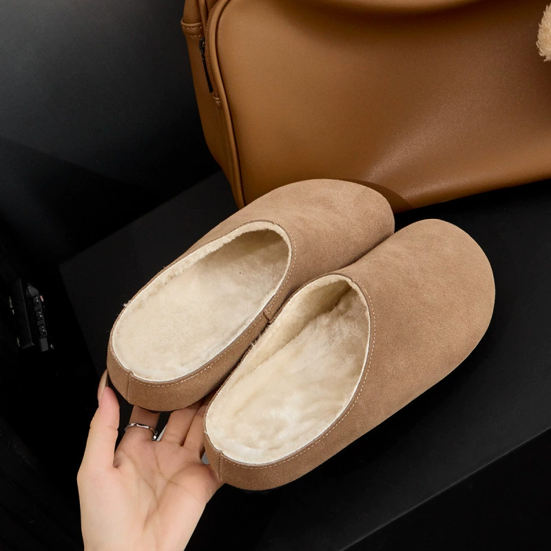 Добавить Magnolia Shoes 2024 autumn and winter new French retro lazy people to kick Muelja cotton baao -headed half -dragging cotton shoes