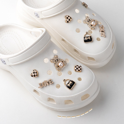 Dongdong DIY shoe buckle accessories metallic style high-end cute bear removable decorative shoe flower