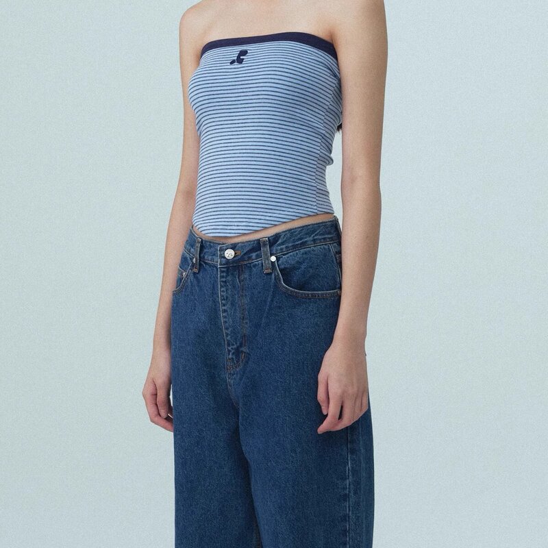 Striped Design Tube Top for Women 2025 New American Retro Style Hot Girl Vest Slim Fit Music Festival Outfit