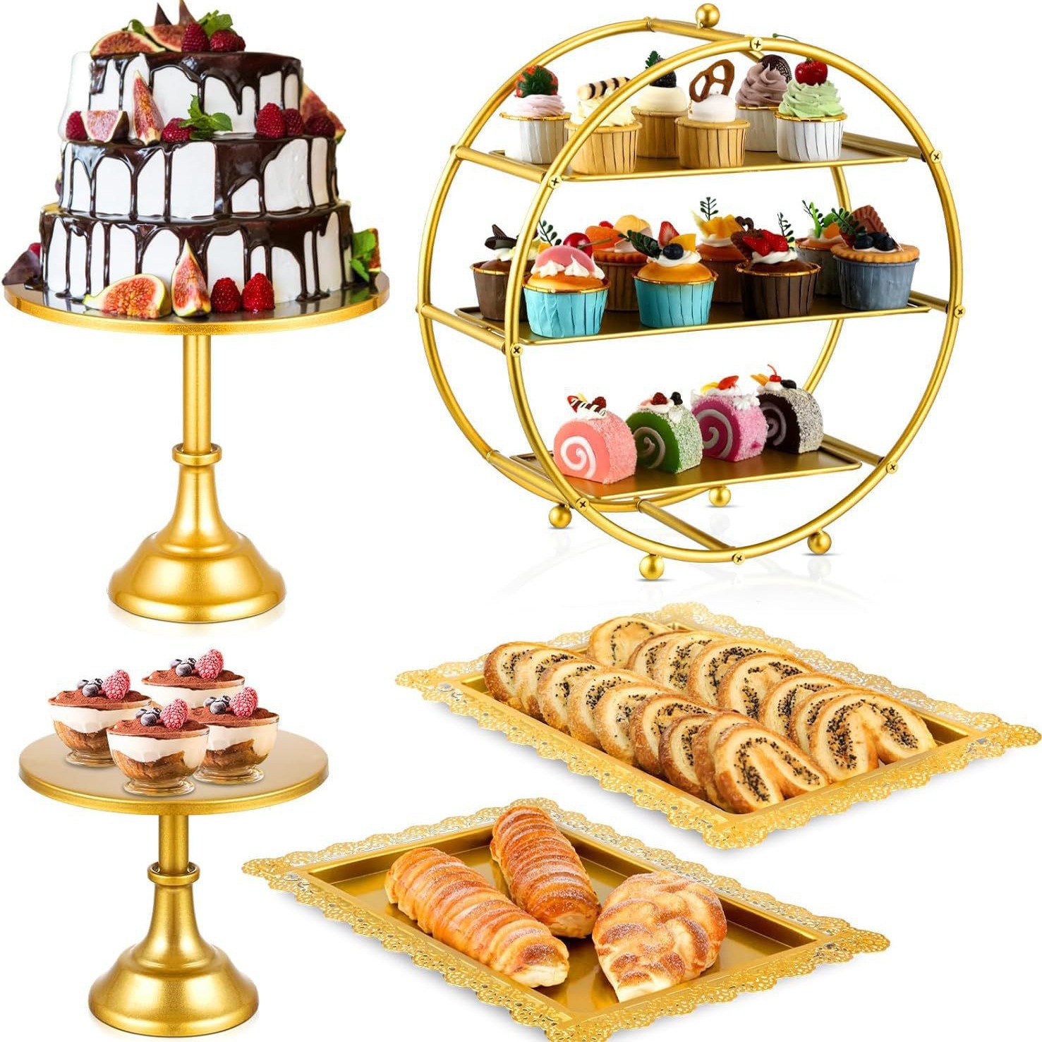 Estante de postres, soporte de exhibición, estante para pasteles, bandeja para pasteles, mesa de descanso para comidas frías, estante para el té de la tarde, estante para bocadillos image 5