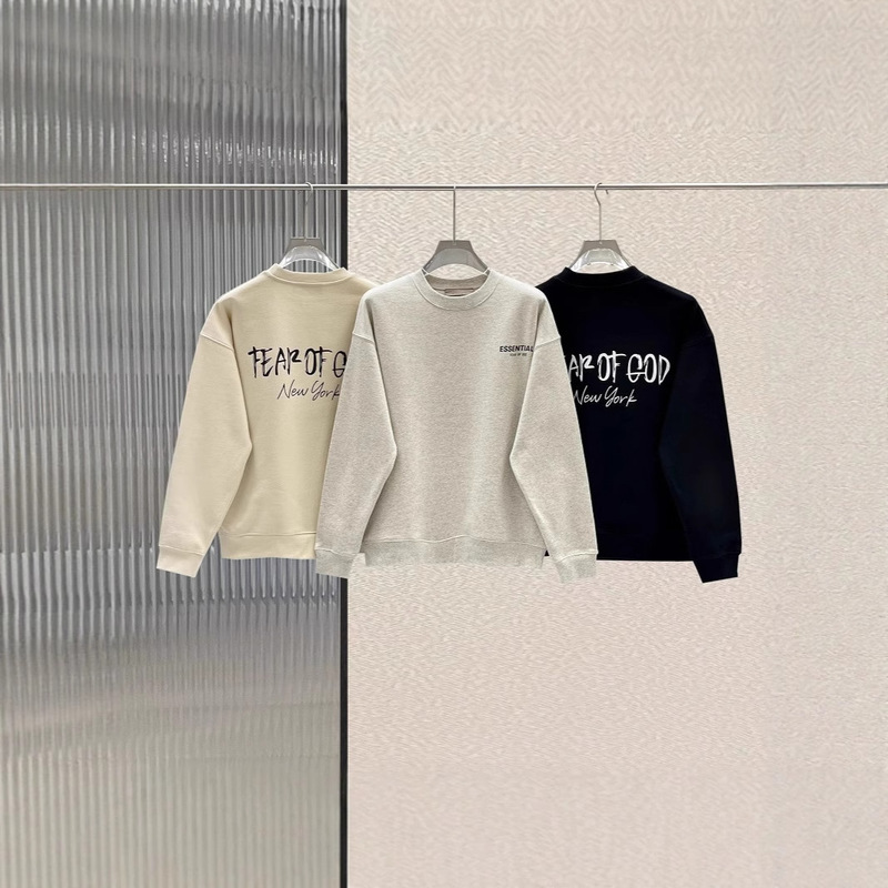 Essentials Multi-Line High Street Loose Handwriting Style New York Limited Edition Fog Fleece-Lined American Men's Crewneck Sweatshirt