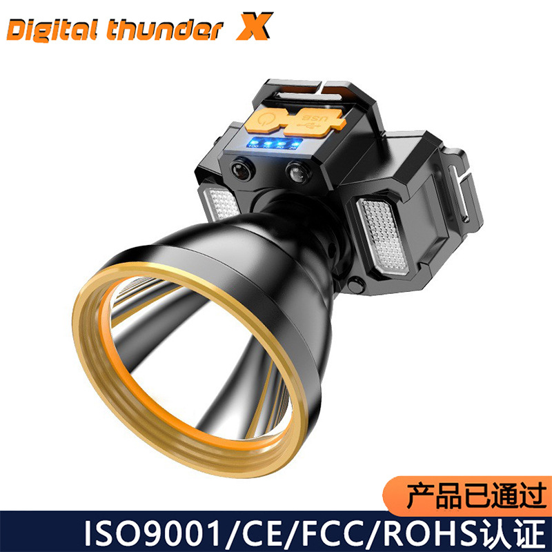 Lámpara de cabeza cargable super brillante iluminación montada en la cabeza inducción de larga duración de la batería al aire libre pescar por la noche linterna doméstica