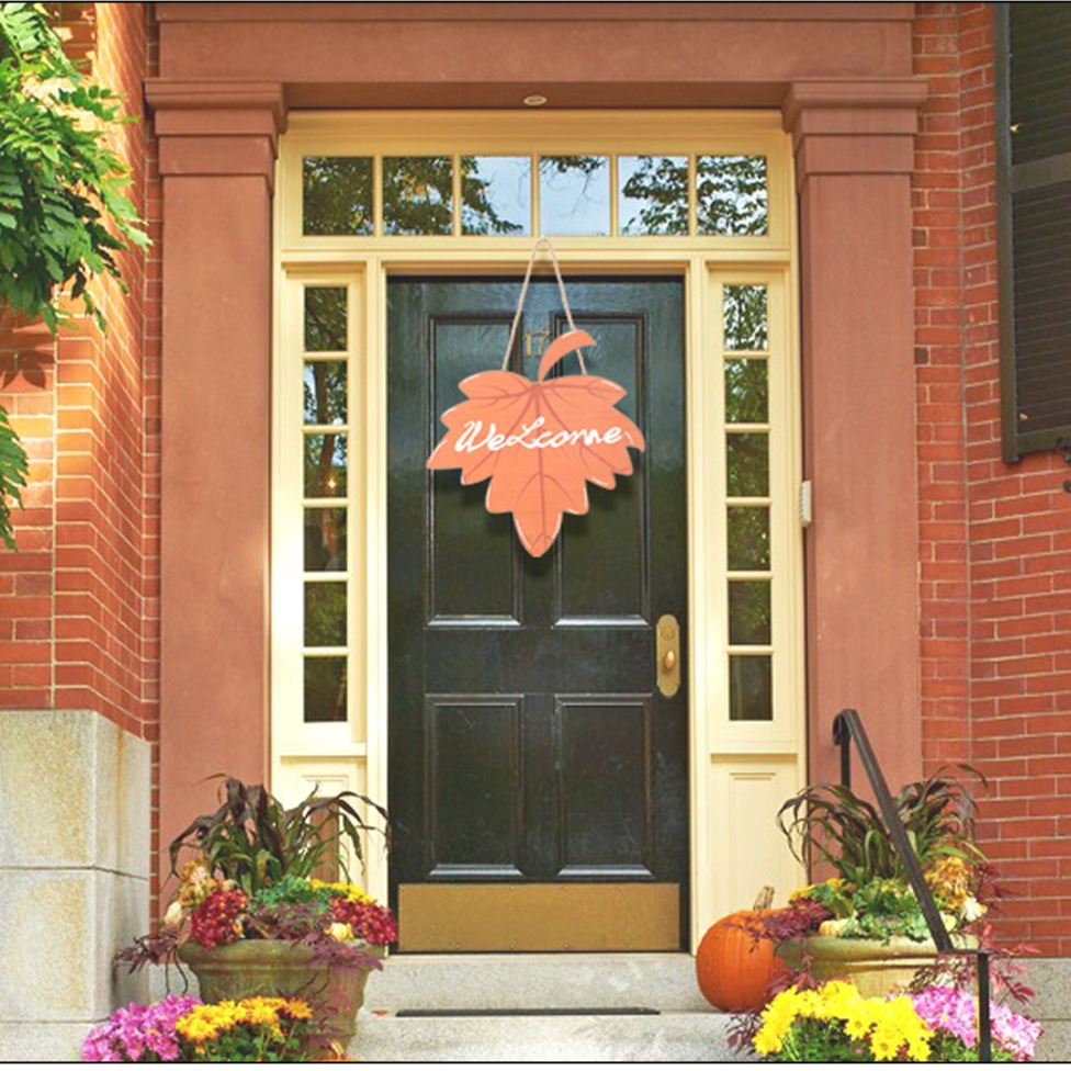 Nueva decoración de otoño 2026 para Acción de Gracias, letrero colgante de madera con hoja de arce, decoración rústica para puerta, letrero de madera con letras, letrero para puerta al por mayor