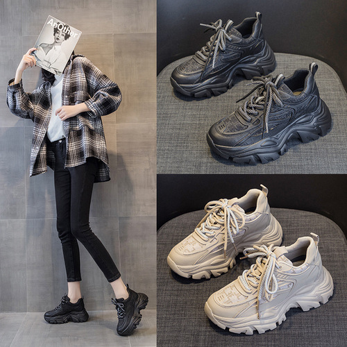 Casual women's shoes  spring and summer new ins super popular dad shoes thick sole inner heightening versatile sports shoes for women