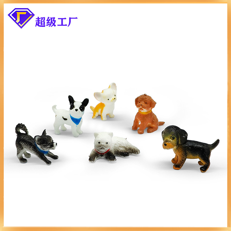 Venta caliente PVC modelo artesanía simulación animal 3D gato y perro adornos mini muñeca de inyección en stock lote mixto