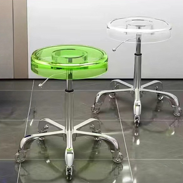 Stainless steel beauty stool, commercial-grade round swivel chair for hair salons, suitable for hairdressing, nail art, and hair cutting Stainless steel beauty stool, commercial-grade round swivel chair for hair salons, suitable for hairdressing, nail art, and hair cutting