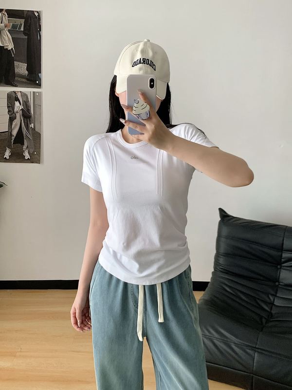 alo运动无缝T恤女夏季速干透气健身衣高弹力运动普拉提瑜伽休闲上|undefined