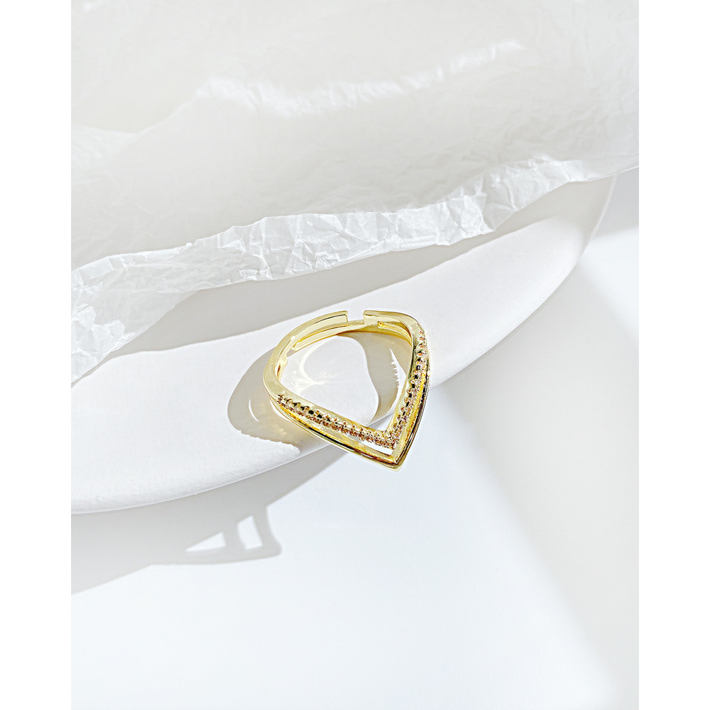 Fashion Geometric Copper Open Ring Plating Rhinestone Copper Rings