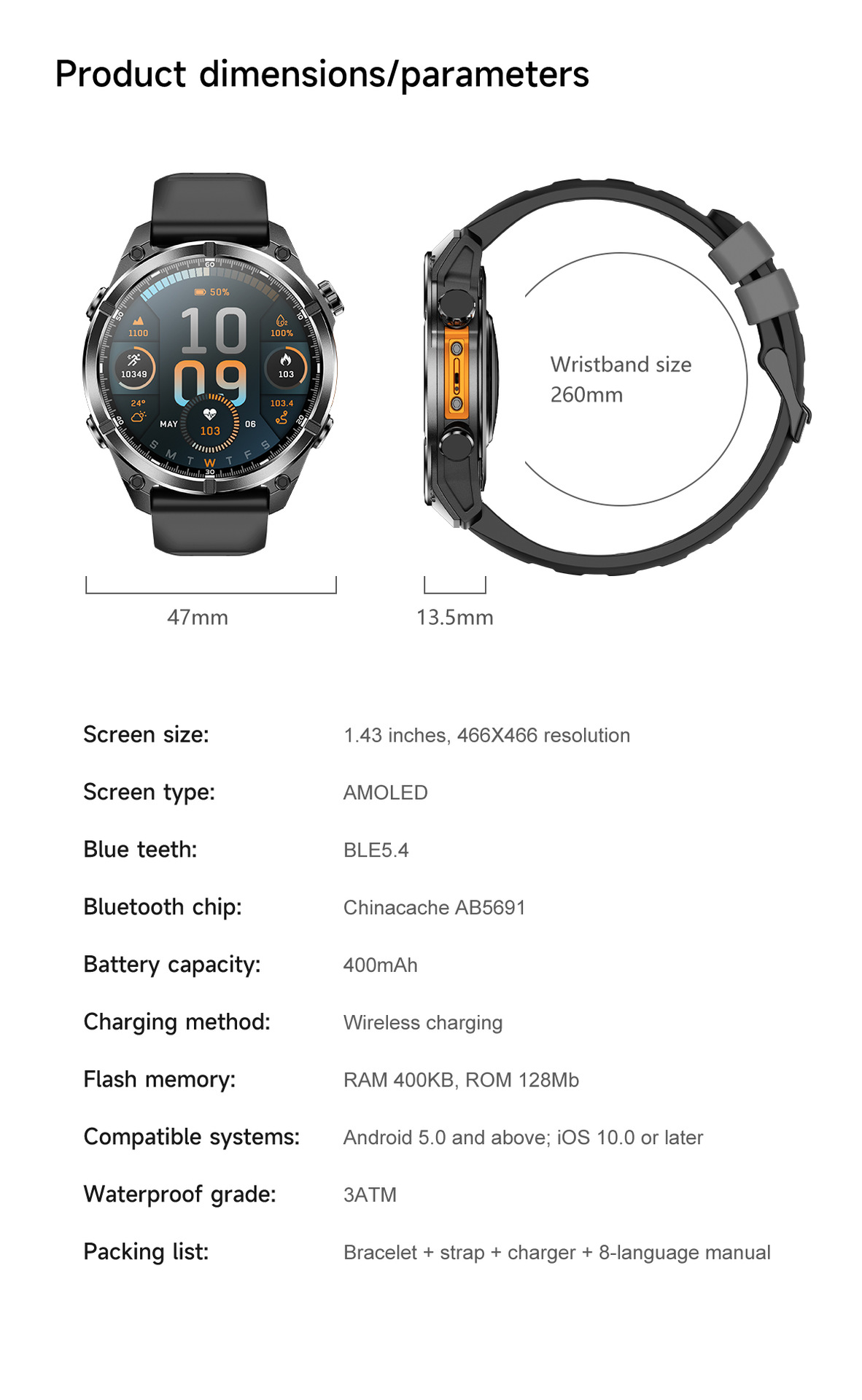 Smartwatch With Bluetooth Calling And Led Flashlight Sports Watch_voghion.com