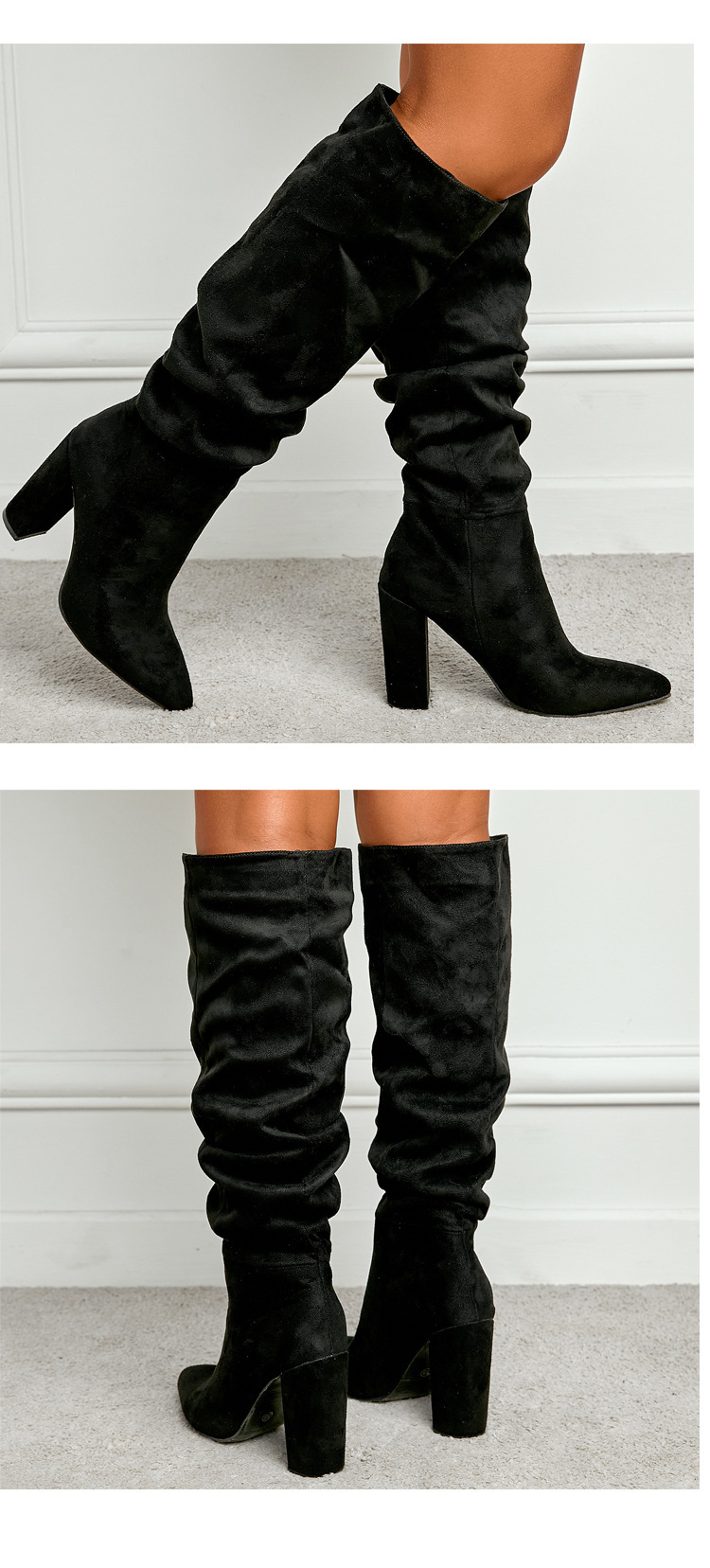 Women's new winter fashion pointed toe women's boots thick heel boots_voghion.com