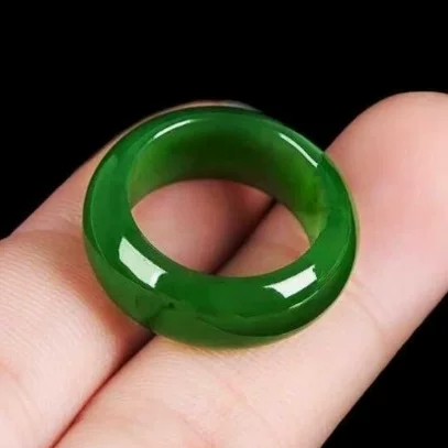 Spinach Green Imitation Hetian Jade Outer Mongolia Material Ring, Tail Ring, Glass Ring, Factory Price Wholesale, Cross-Border Exclusive Supply