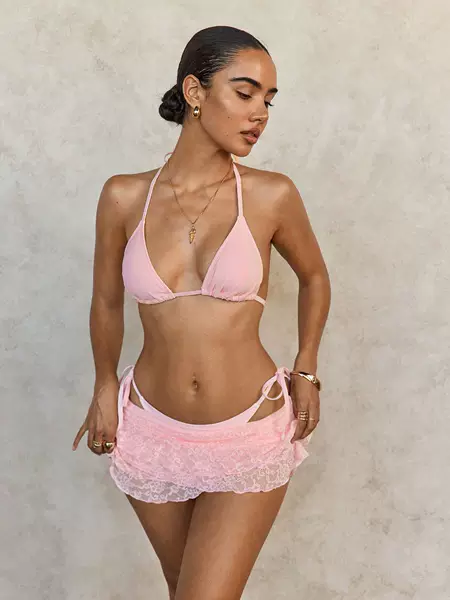2026 European and American Cross-Border Three-Piece Bikini Suit Lace Sunshade Skirt Strap Swimsuit Women's Swimwear Manufacturer