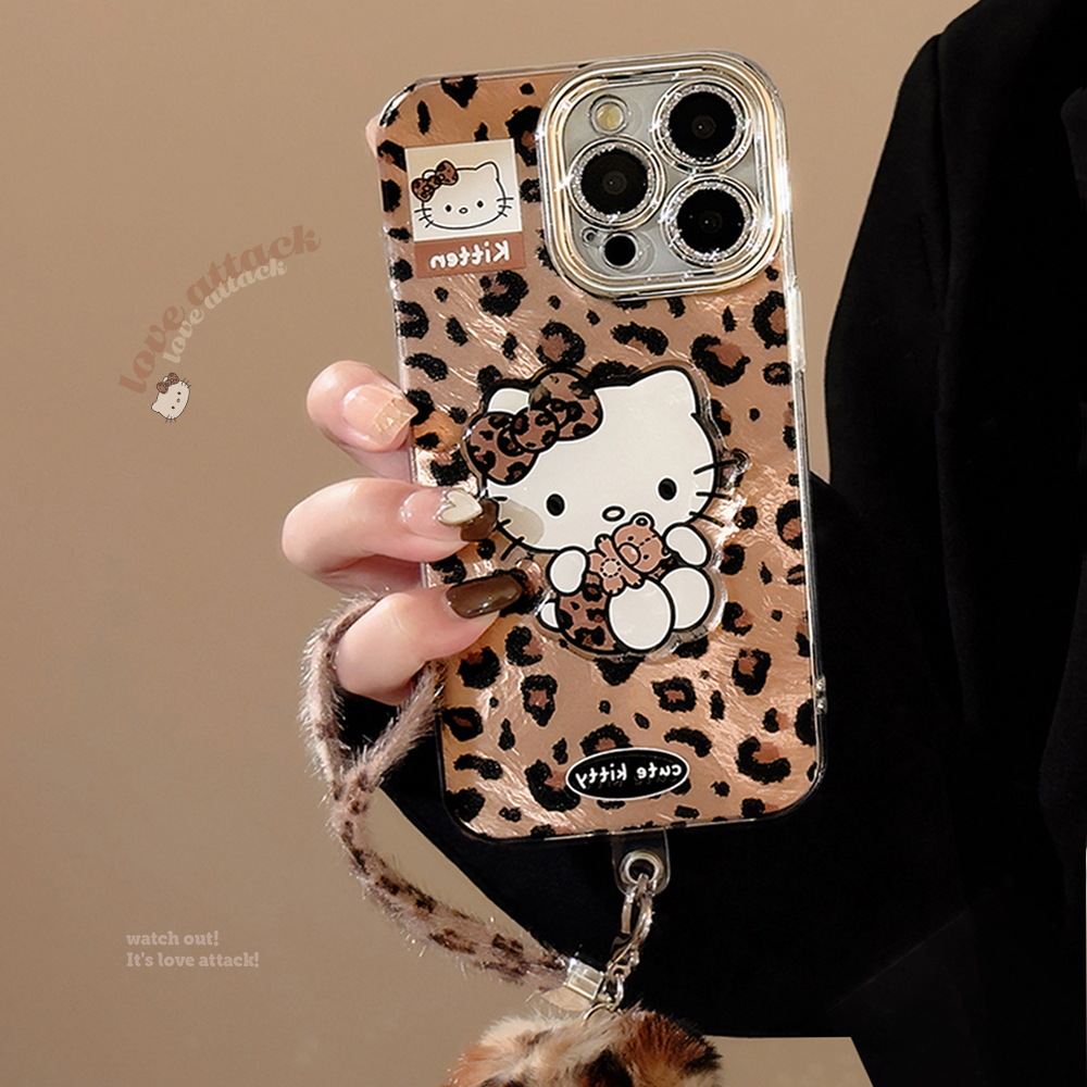 Brown Leopard Print Cat Apple 16 Mobile Phone Case Iphone17Pronax Suitable for 14 Retro Fur Ball Rope 13 Full Package