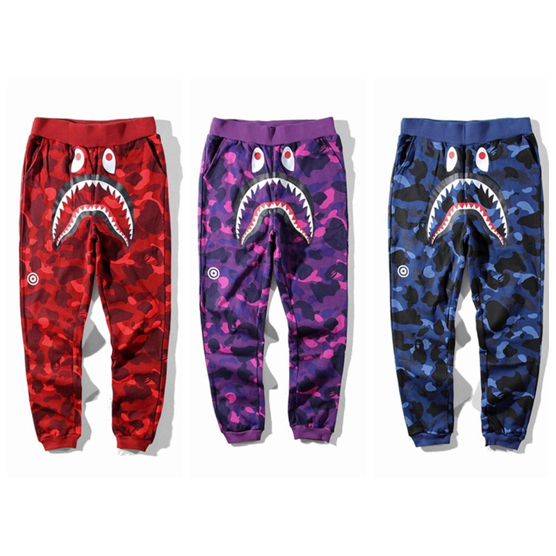 Japanese Trendy Brand Bape Popular Shark Head Ape Head Pants 3D Printed Sweatshirt Sweatpants Casual Sports Pants