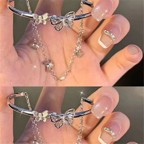 Double-layered bow chain tassel open bracelet for women niche versatile temperament Hanfu internet celebrity bestie bracelet bracelet