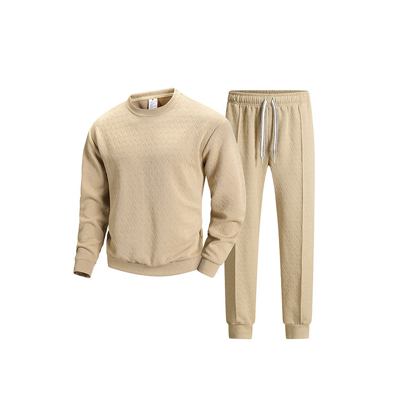 2026 Autumn Cross-Border Amazon 3D Casual Sports Suit Men's Crew Neck Sweatshirt Two-Piece Long Sleeve Versatile