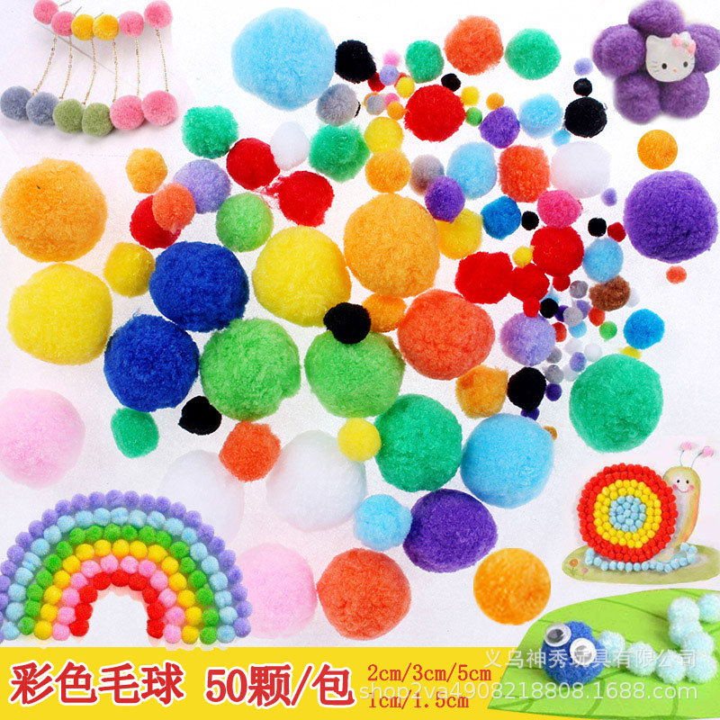 1 grande, mediano y pequeño color de alta Bola de piel elástica bricolaje bola de peluche Bola de piel Bola de brillo jardín de infantes material hecho a mano Bola de piel