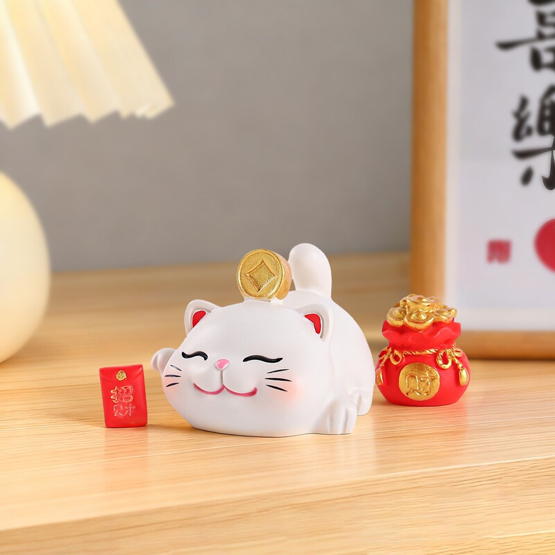 客厅玄关装饰品财源广进招財猫卡通桌面摆件节日礼物送朋友批发|undefined