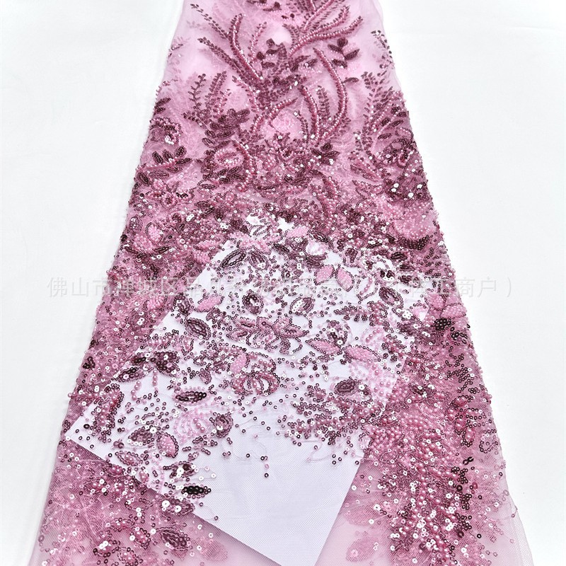 Tejido de encaje bordado de cuentas vestido de boda cena de fiesta vestido de tela comercio exterior transfronterizo