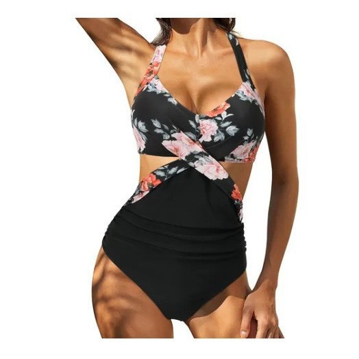 Europa y los Estados Unidos Amazon nuevo conjunto de trajes de baño unidone personaje de la mujer colgar el cuello se reúnen bikini de espalda descubierta