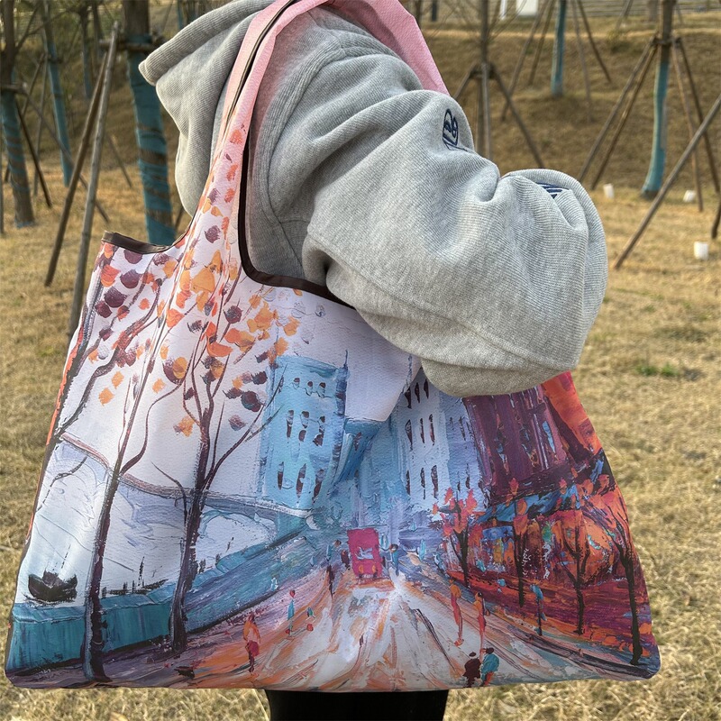 新しい折りたたみショッピングバッグ、環境に優しい収納バッグ、旅行用ポータブルスーパーマーケットの大容量ショルダートートバッグ、女性用食料品ショッピングバッグ|undefined