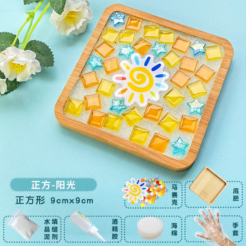 Nuevo producto bricolaje hecho a mano posavasos paquete de material mosaico padre-hijo creativo jardín de infantes pequeño regalo al por mayor juguetes educativos