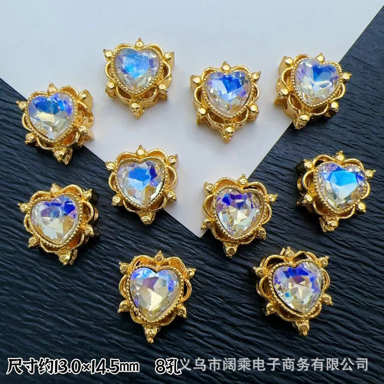 マイクロ象嵌ジルコニウムダイヤモンドマルチカラーピーチハートラブ8穴ビーズリング表面DIYビーズブレスレットネックレスジュエリーアクセサリー