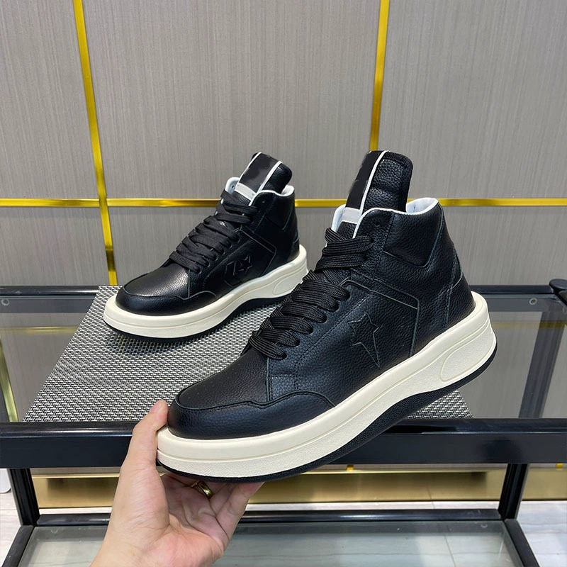 In-stock high-top shoes, genuine leather, casual and versatile, couple's sneakers, unisex, European and American style, casual thick-soled white shoes for men In-stock high-top shoes, genuine leather, casual and versatile, couple's sneakers, unisex, European and American style, casual thick-soled white shoes for men