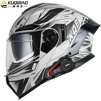 Motosiklet kaskı (dəbilqə) – 3C Certified Full-Face Helmet - matte-with-k20-bluetooth-with-white-film-m