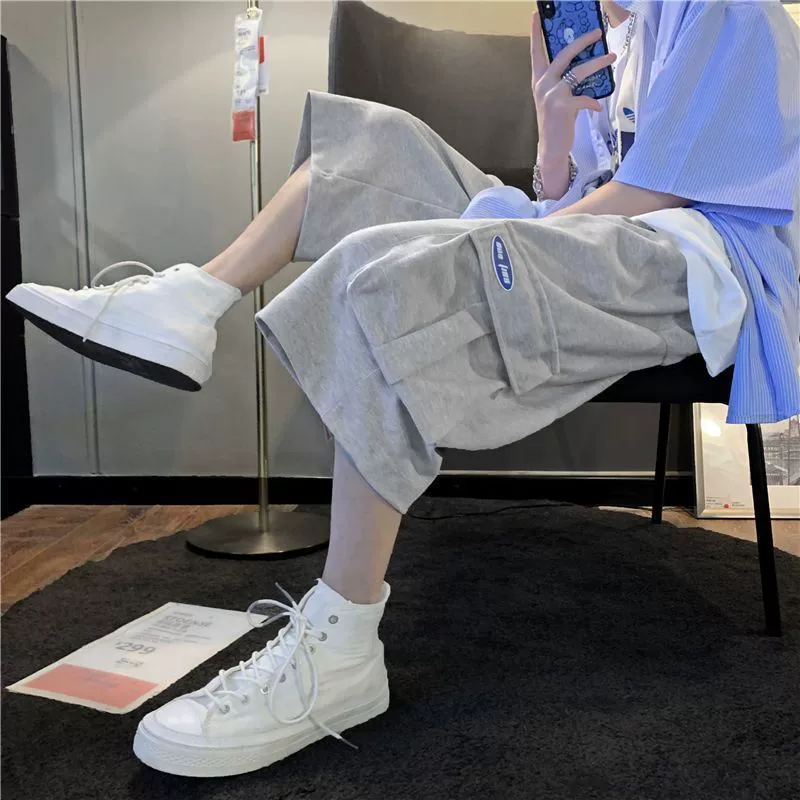 Shorts, trend summer trousers, loose straight fit