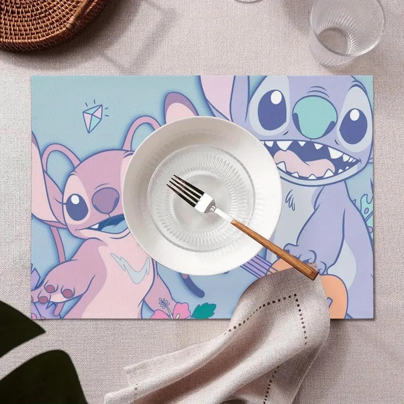 TEMU人気アニメミッキーマウス汚れに強い食事マットスティッチ亜麻プリント吸水速乾食器断熱マット|undefined