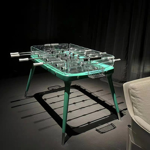 Crystal Table Football Machine Glass Transparent Table Football Double Solid Wood High-End Light Luxury Football Table Battle Table