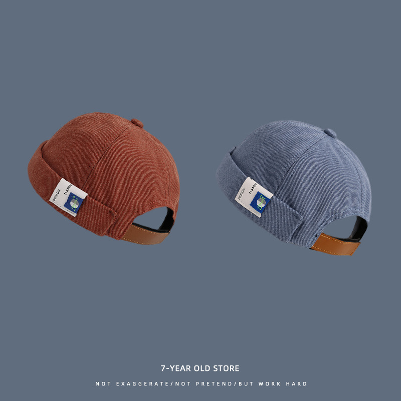 Sombrero de piel de melón sin aleros de hip-hop callejero japonés, estudiante, sombrero de propietario retro callejero, sombrero yuppie de moda coreana, hombre