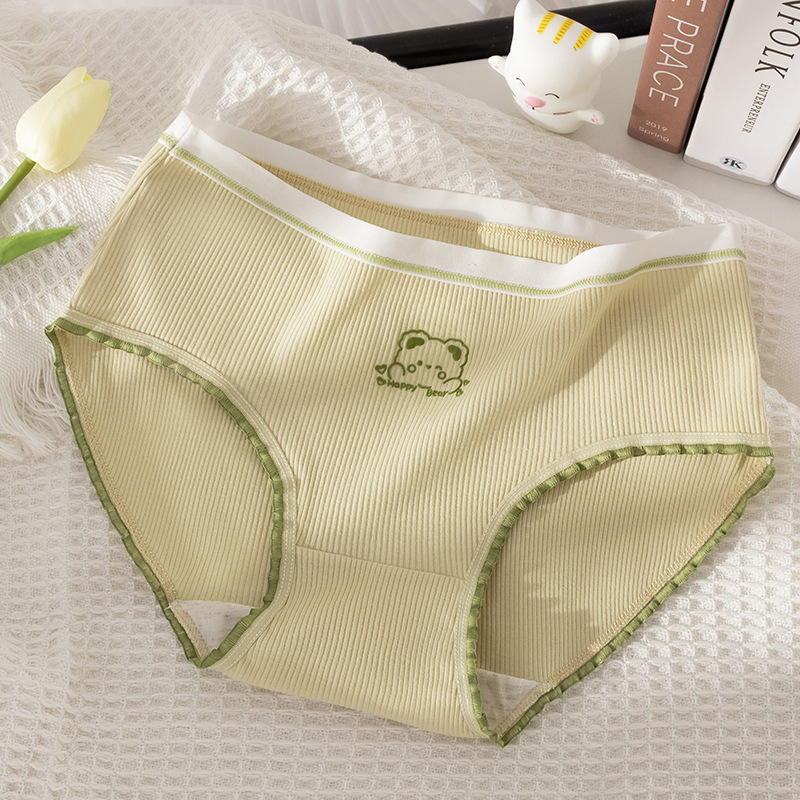 Ropa interior de algodón Niña antibacteriano entrepierna transpirable escritos lindos japoneses pantalones cortos cabeza Mediados de cintura sin costuras ropa interior de niña verano