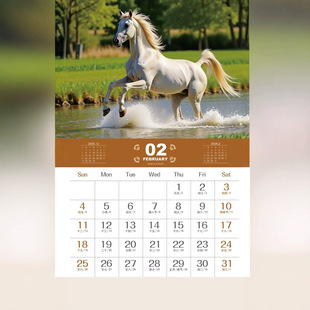 Cross-Border Foreign Trade 2026 Year of the Horse Calendar Hot Stamping Advertising Logo Address Phone New Year Calendar Hot Sale
