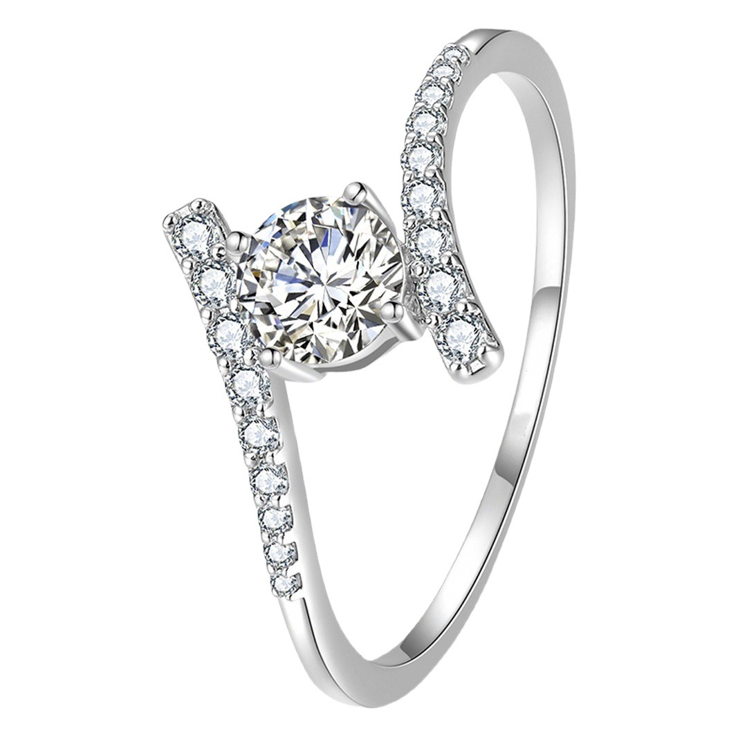 Nhẫn moissanite giả phong c&aacute;ch ph&aacute;t s&oacute;ng trực tiếp Douyin nhẫn kim cương 2 carat