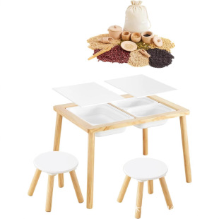 Wooden Children's Sensory Table Solid Wood Baby Enlightenment Early Education Toys Game Table Indoor and Outdoor Children's Game Water Sand Table