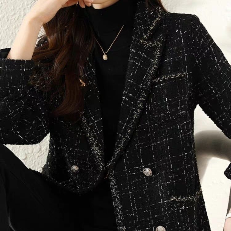 夹棉加厚高级感小香风外套秋季2025新款女装粗花呢西装外套女风衣|undefined