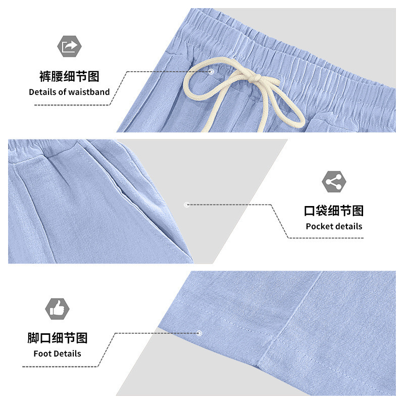 Europa y los Estados Unidos transfronterizos de lino transpirables pantalones de piernas largas para hombres verano y otoño delgados deportivos sueltos rectos pantalones casuales para hombres