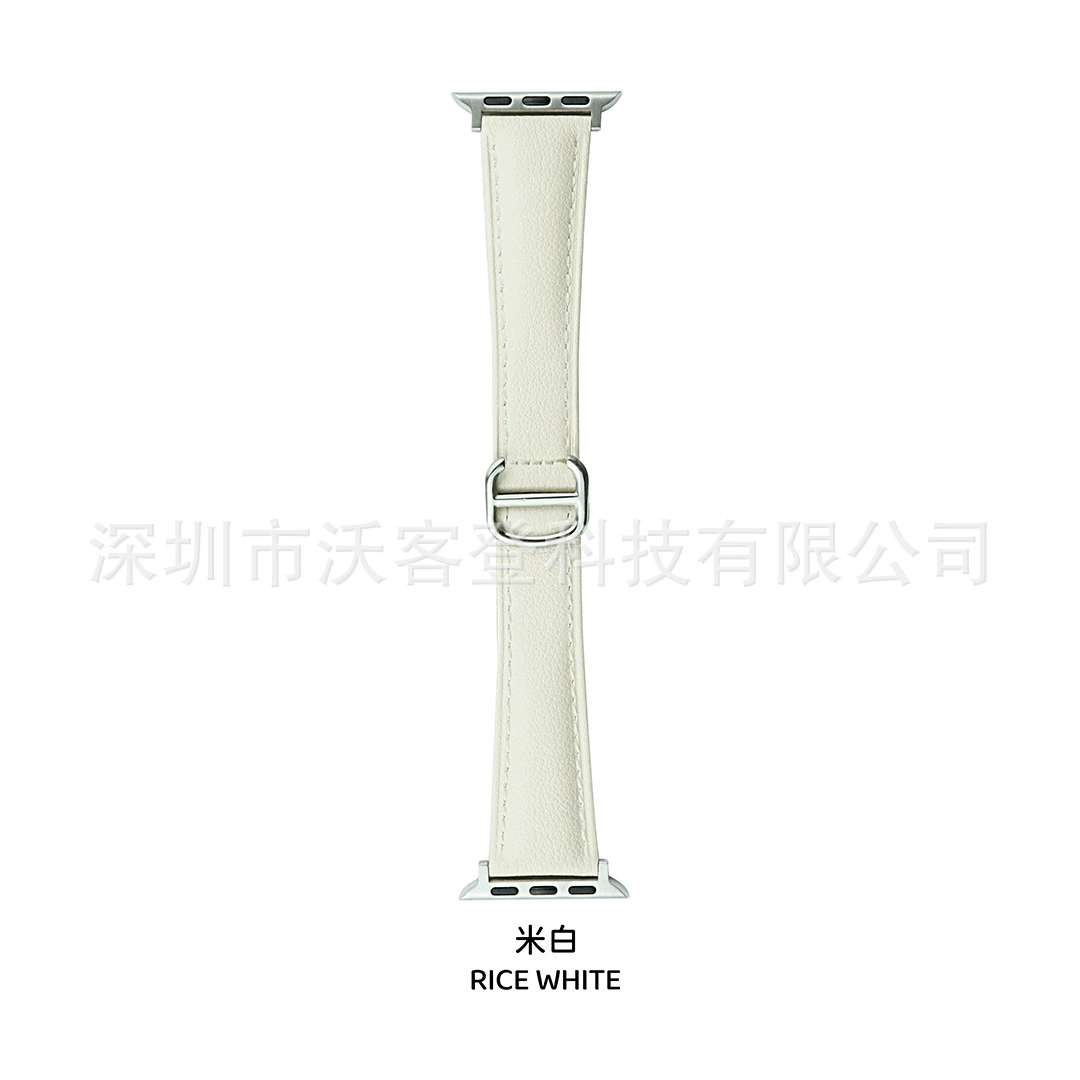 [适用于苹果手表新型D字蝴蝶扣牛皮表带apple watch8/SE/7/6/5/4/3]