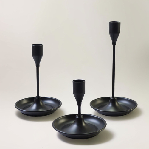 Cross-border Internet celebrity Nordic iron candle holder three-piece set simple black Western candle holder ornaments one piece drop shipping