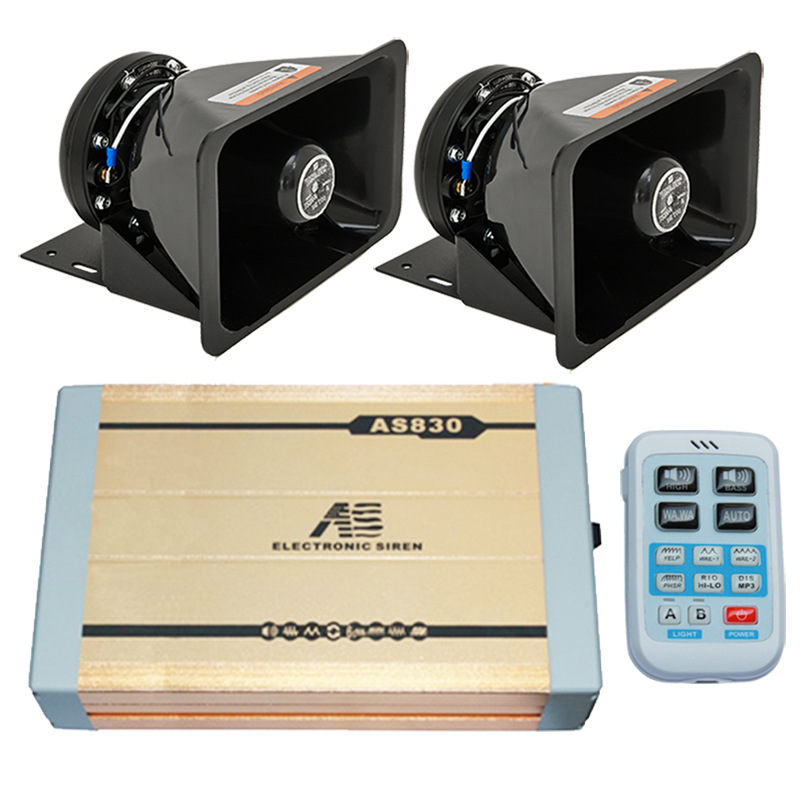 Car-mounted wireless alarm with high-definition loudspeaker, high-power siren, and high-frequency speaker unit AS830+ with round speaker