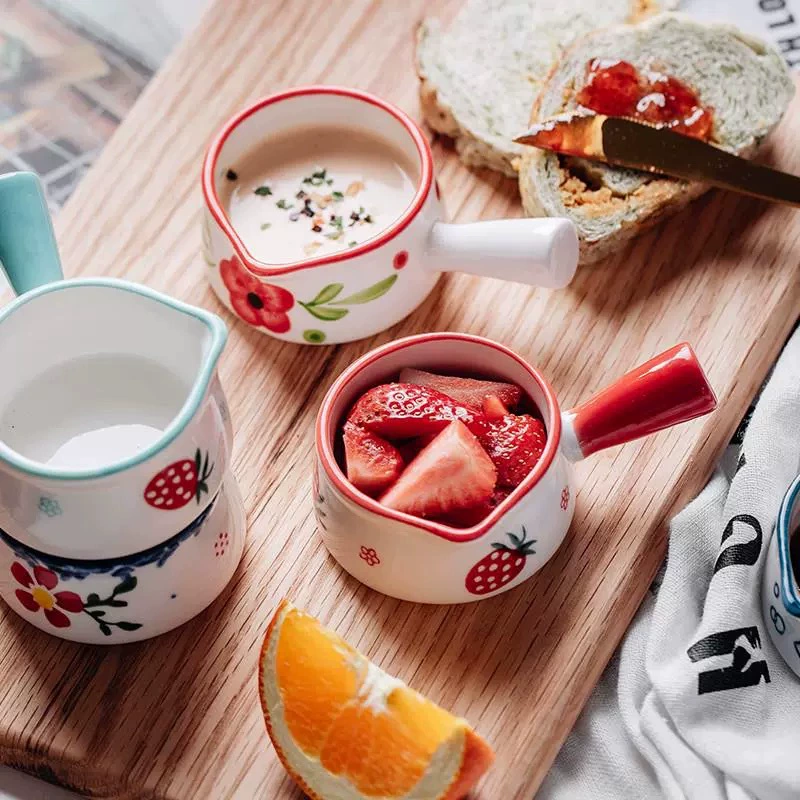 Творческий керамический маленький молочный горшок мини с ручкой маленький молочный горшок кофе и молоко чашка прибор небольшое ведро для сока погружение блюдо